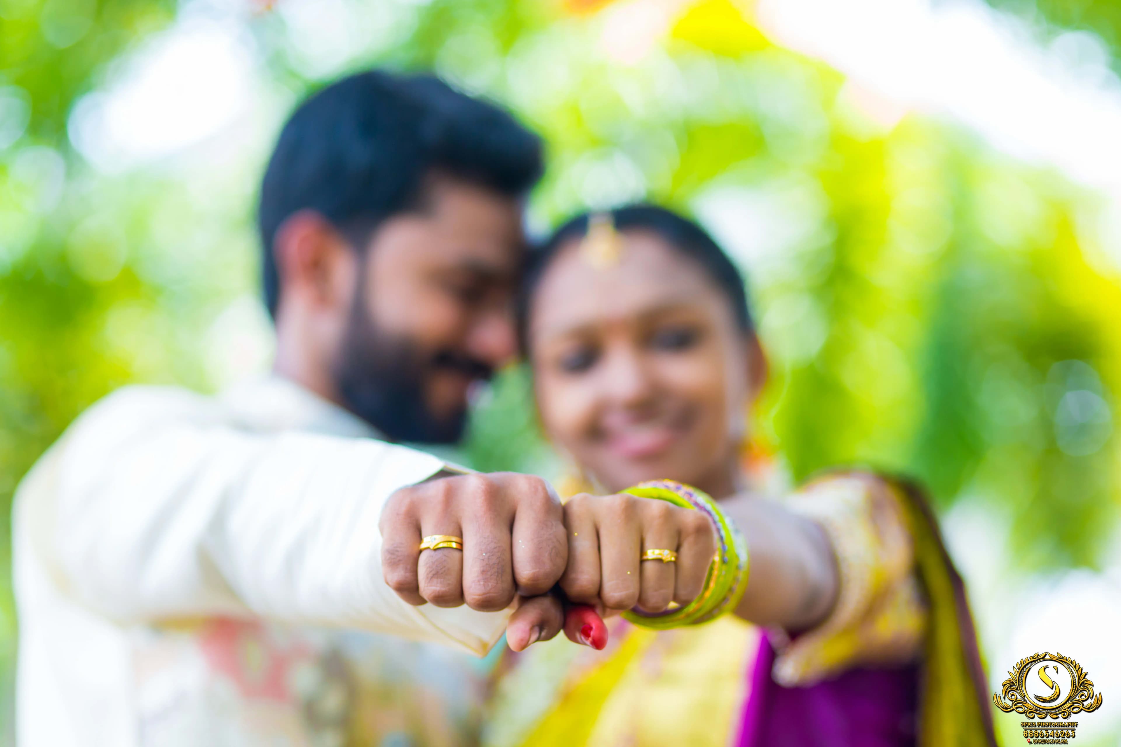 Engagement ring detail shot with bokeh