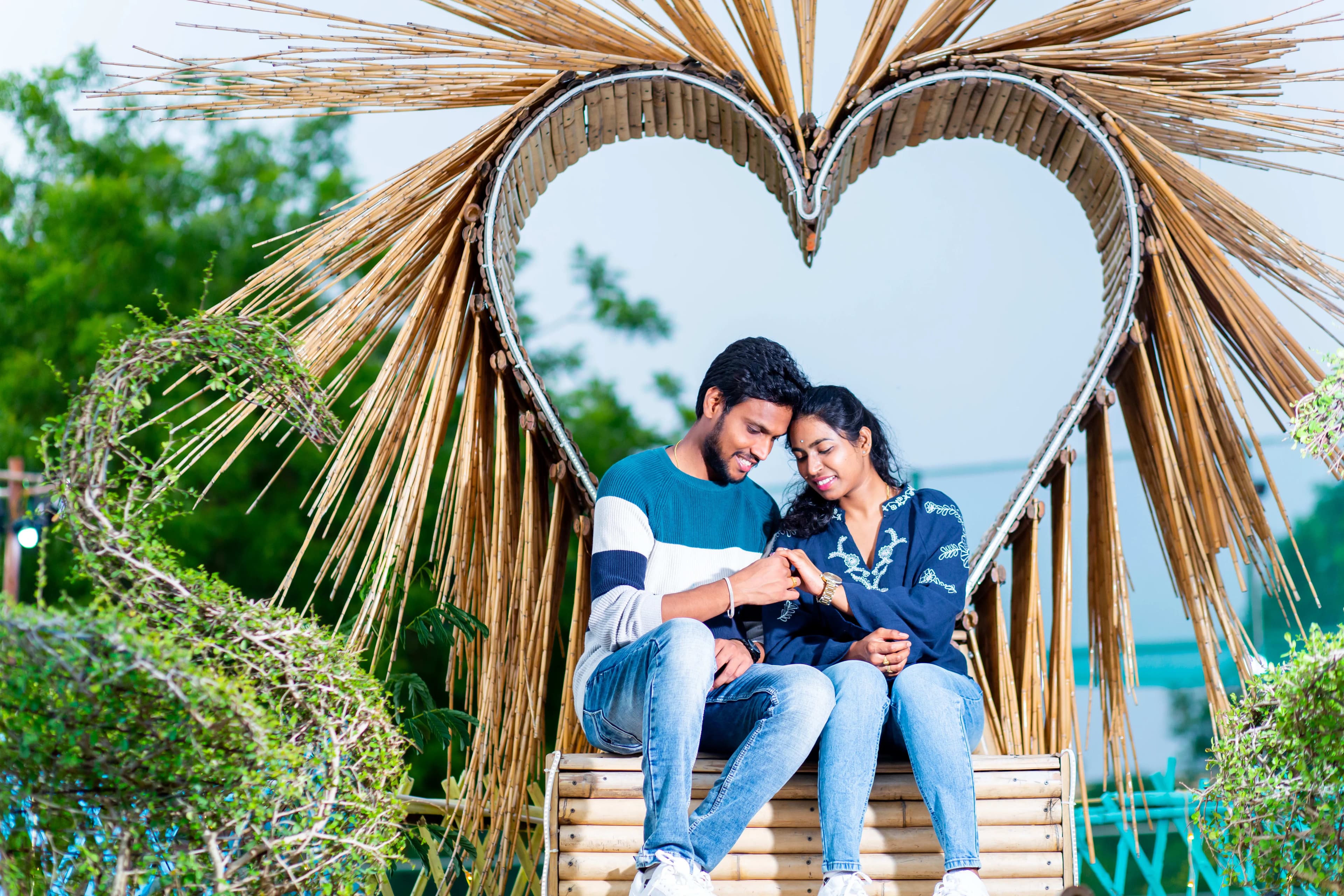Couple in casual pre-engagement portrait session