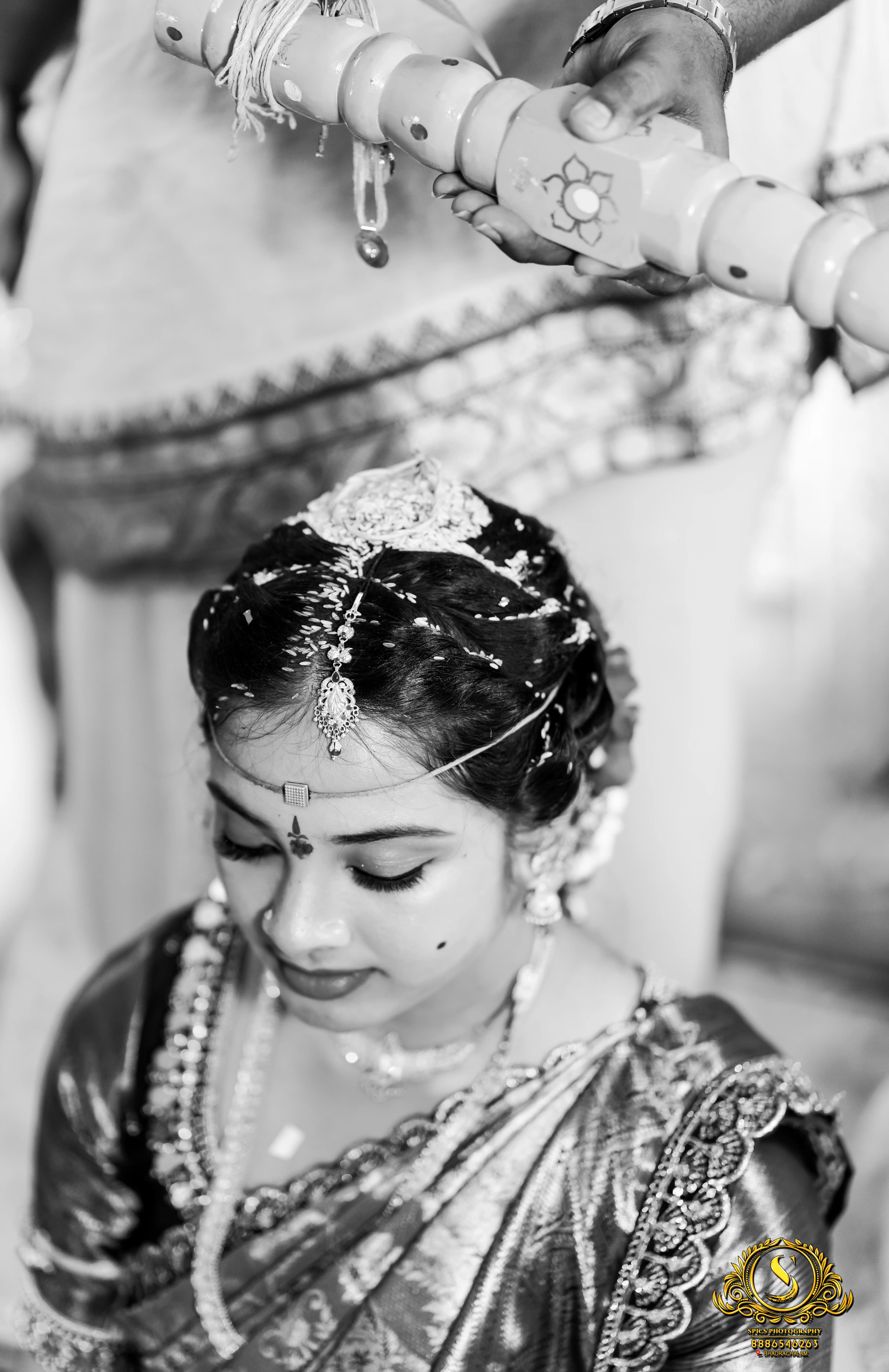 Groom looking at bride