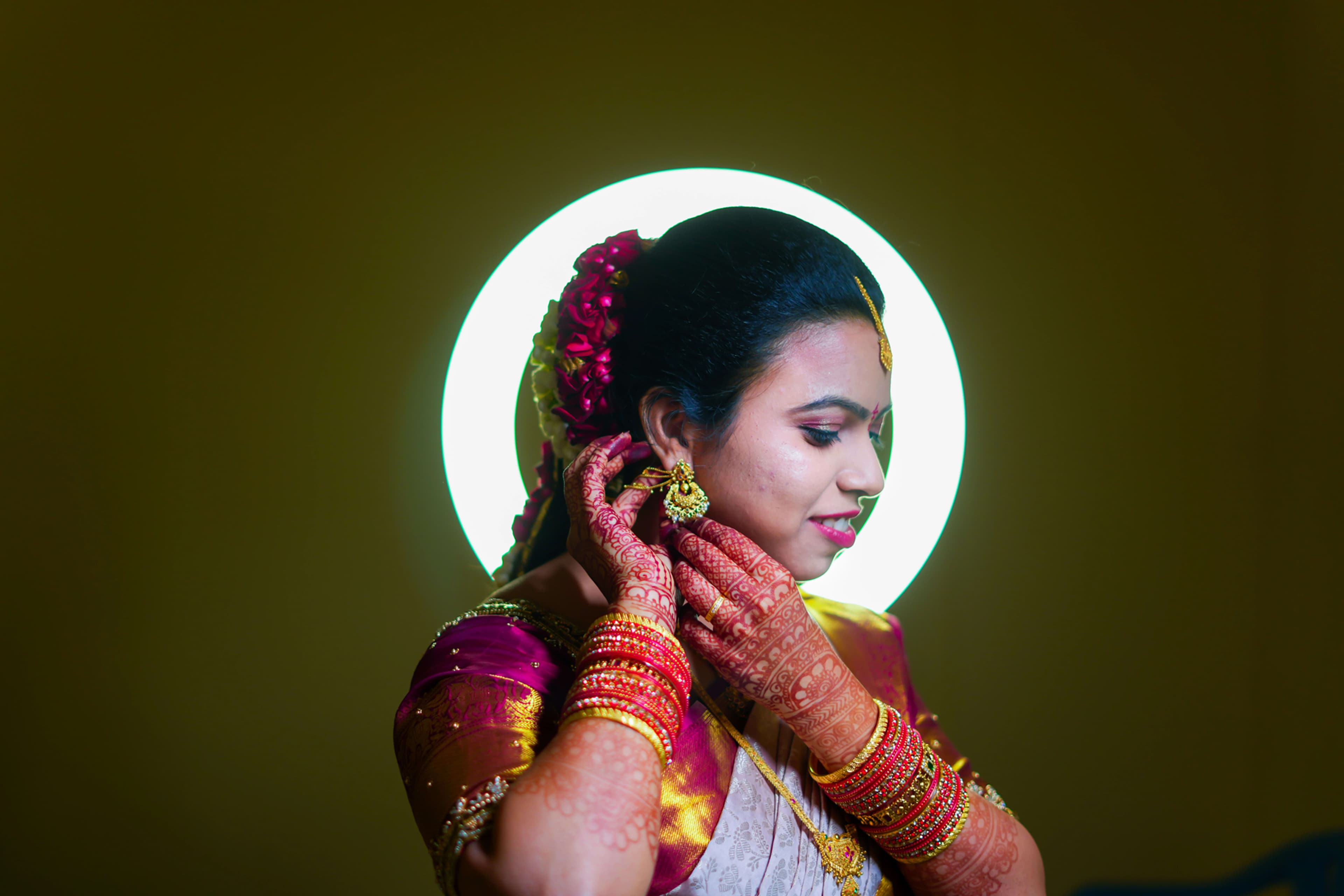 Wedding reception couple portrait